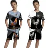 Funny 3D Stamping T -Shirts Sets Clothes Clothes Fashion Fashion Tracksuit Sport e Leisure Summer Girls Boys Abito 220617