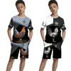 Funny 3D Stamping T -Shirts Sets Clothes Clothes Fashion Fashion Tracksuit Sport e Leisure Summer Girls Boys Abito 220617