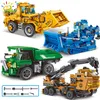 Huiqibao Engineering Truck Model Building Blocks Car Crane Bulldozer Bricks Set 2in1 Robot Mecha Children Toys for Kids Boy Game 220715