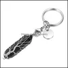 Key Rings Natural Stone Wrap Tree Of Life Hexagonal Prism Keychains Healing Rose Crystal Car Decor Keyholder For Women M Dhseller2010 Dhjpe
