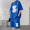 Hybskr Summer Big Bear Short Sleeve Suits Suits Cartoon Graphic Streetwear Shorts T Shirt 5XL Sets Design Design Clothing 220718