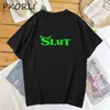 Shrek Slut Tshirt Funny Woman Short Sleeve T shirts Lover Cotton Summer Letter Print T Shirt Womens Casual Streetwear 220628