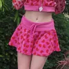 Skirts Rapwriter Sweet Pink Mini Skirt Bandage Short Harajuku Pleated Cute Women Streetwear 2022 Fashion Korean Costume