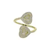 Piccolo anello a forma di dito regolabile con zircone cubico pieno pavimentato nuovi stili donne anelli di nozze da donna gioielli placcati oro argento colore rosa
