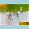 Stud Earrings sieraden Sier Crystal Angel Wings For Women Girl Wedding Party Fashion - Drop Delivery 2021 FTG7P