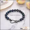 Gliederkette Armbänder Schmuck Link 8 9-10 mm schwarze Keshi Runde Perle Armbandlink Drop Lieferung 2021 Dh1Bu