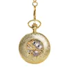 Pocket Watches Large Gold Thick Chain Dense Flower Hollow Night Light Watch Ancient Roman Text Mechanical 8931Pocket