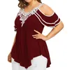 Luźne bluzki damskie topy uliczne zużycie na ramię koronkowe koszulki Tunikowe TUNIC TUNInikowe ubranie plus duży rozmiar 3xl 4xl 5xl 220526