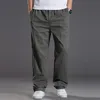 Mense Casual Cargo Cotton Pants Men Pocket Löst raka byxor Elastiska arbetsbyxor Passar joggar manlig super stor storlek 6xl 220705