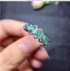 Clusterringen Emerald Ring Real and Natural 925 Sterling Silver Fine Women Sieraden 3 4mm 6pcscluster