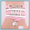 Charms bransoletki biżuteria nowa pielęgniarka pleciona skórzana lina zestaw medyczny torba Love Wrap bransoletka dla kobiet dziewczyna prezent na dzień pielęgniarki Drop Delivery 2021 Wp