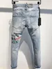 QNPQYX 2022 streetwear jeans European and American casual pants men's motorcycle hip-hop denim ripped hole washed jeans DSQ shorts F2688