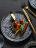 أطباق لوحات الشمال الرجعية السيراميك لوحة مطعم شريحة لحم شقة المنزل الطعام مطبخ أدوات المائدة غرفة المعيشة الفاكهة جولة