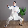 Testeiras masculinas de estilo chinês Men Men algodão antigo e linho camisa longa calça de tang roupas zen lotes tai chi prática roupas de roupa