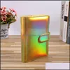 Anteckningar Anteckningar Office School Supplies Business Industrial Holographic A5 A6 PU Leather Notebook Binder Refillable 6 Rings Er Loose Leaf PE