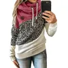 Kvinnors hoodies tröjor Autumn Winter Women Cowl Neck Color Block Patchwork Fall Hoodie Sweatshirt Lång ärm