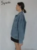 Syiwidii ​​Denim ceket kadınlar için kıyafetler büyük boy kot pantolon Koreli katlar bahar sonbahar ceketleri kadınlar için mavi dış giyim l220815