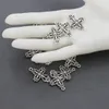 Filigree Flower Cross Religious Charm Antique Silver Spacer Pendants Alloy Handmade Jewelry Findings & Components L425 20.5x27.9mm 20pcs/lot