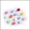 Charms Jewelry Findings Components 200Pcs Mini Resin Flower Cabochon 6Mm Mticolor Chrysanthemum Daisy Flat Back Charm For Diy Scrapbook Dr