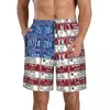 Shorts pour hommes plaque d'immatriculation drapeau des États-Unis hommes doublure en maille pantalons de plage Punk voiture planche avec poches nager été natation hommes