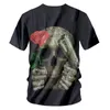 Черная футболка Мужские летние топы с крутым принтом Rose Gun Skull 3d футболка Мужские облегающие рубашки для тренировок Футболка с коротким рукавом 220623