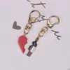 Porte-clés 1 paire coeur épissage amour bouteille de vin porte-clés femmes amoureux romantique porte-clés sac à la mode bibelot bijoux ami saint valentin souvenir