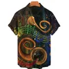 Men's Casual Shirts For Men's Hawaiian Vintage Guitars Music Patterns 3D Printed Tops Summer Hip Hop Lapel Unisex OversizedMen's