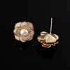 Stud Trendy Vintage Perle D'eau Douce Boucles D'oreilles Lumière De Luxe Petit Parfum Camélia Féminin Élégant Oreille JewelryStud