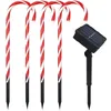 Solar Christmas Light Candy Cane Pathway Lights Decoration For Home Garden Year Holiday Y201020