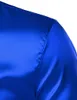 Camisas casuais masculinas Royal Blue Silk Cetim Camisa Homens Marca de Luxo Slim Fit Mens Vestido Camisas Festa de Casamento Casual Masculino Camisa Casual Chemise 230206