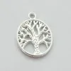 100 pièces argent plaqué vie d'arbre pendentif à breloque ronde A12816SP202C256o7799898