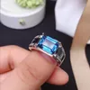 Cluster Rings Natural Blue Topaz Gem Ring S925 Silver Gemstone Fashion Luxury Big Women Man Party Gift Jewelry Certified Cluster