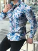 Camisas florales de manga larga Otoo para hombres camisas estampadas con flores corte lgado cam 220330