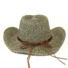 8 cm szerokości Brim Western Cowboy Hat for Women Men Summer Straw Beach Hats Panama Cowgirl Jazz Caps Sombrero Hombre