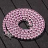 Hänge halsband rosa kubiska zirkoniume ankh corsss hängsmycken bling ut 1 rad cz sten tennis kedja män kvinnor hip hop juvelrypendant p6186235