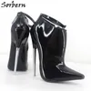 Sorbern مخصصة أحذية الكاحل للنساء صورة حقيقية المعادن الكعوب رقيقة 18CM الجانب سحاب للجنسين