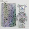 Nouveau Bearbrick Broken Flower Transparent Blocs de construction violent ours à 400% Ornements Children's Toy Doll Doll Abs Joints 28cm