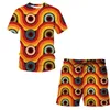 Summer 3D Wspaniały garnitur na krótki czas rękawowy mężczyzna / kobieta swobodne ubrania Koszulki 2-częściowy garnitur Streetwear Mężczyznę ubrania Tops 220624