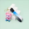 6Style Cute Gradient Colors Bear Design Metal Car Keychain Bag Pendant Charm Jewelry Solid Colors Key Ring Holder for Women Men Fashion Cartoon Key Chain Accessories