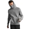 Streetwear Hoodie with Mask Solid Color Sweatshirts Men Hip Hop Hoodie with Kanga Pocket Mens Hoodies Sweatshirts L220704