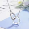 Pendant Necklaces Classic Round Circle Connected Shiny Micro Crystal Two Hoops Female Trendy Neck Accessories Jewelry GiftsPendant