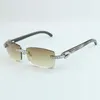 XL Diamond Buffs Sunglasses 3524012 Com as pernas de búfalo de textura preta e lente de 56 mm236t