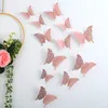 Adesivo de parede de borboleta oca 3D Butterfly estéreo para festival de casamento Decoração caseira 12pcs Metálico Feel Butterfly