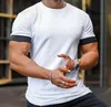 Homme sport fitness simple arc circulaire T-shirt extérieur course lente tendance mince coton col rond manches courtes T-shirt tendance