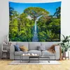 Pont suspendu en forêt, tapisserie d'aventure en forêt tropicale, ornements bohèmes pour chambre à coucher, décoration murale J220804