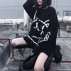 QWEEK Gothic Harajuku T Shirt Kobiety Koreański Moda Czarny Z Długim Rękawem Hip Hop Punk Streetwear Jesień Mall Got Tops Kobiet Tee 220321