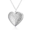 Openable Love Heart Locket Pendant Women Necklace Silver Color Chain Memory Photo Frame Family Lovers Valentine Jewelry Gifts GC975