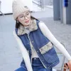 Gilets pour femmes Denim coton femmes en gros décontracté Plaid en peluche gilet hiver cachemire Slim Fit gilet 2022 mode Stra22