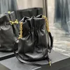 Luxury Quality New gold hook buckle bucket bags soft lambskin chain bag elastic band string shoulder bag women's fashion crossbody Sheepskin handbags