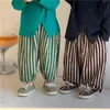 Spring Kids cotton linen loose bloomers Children fashion vertical stripe trousers 220512